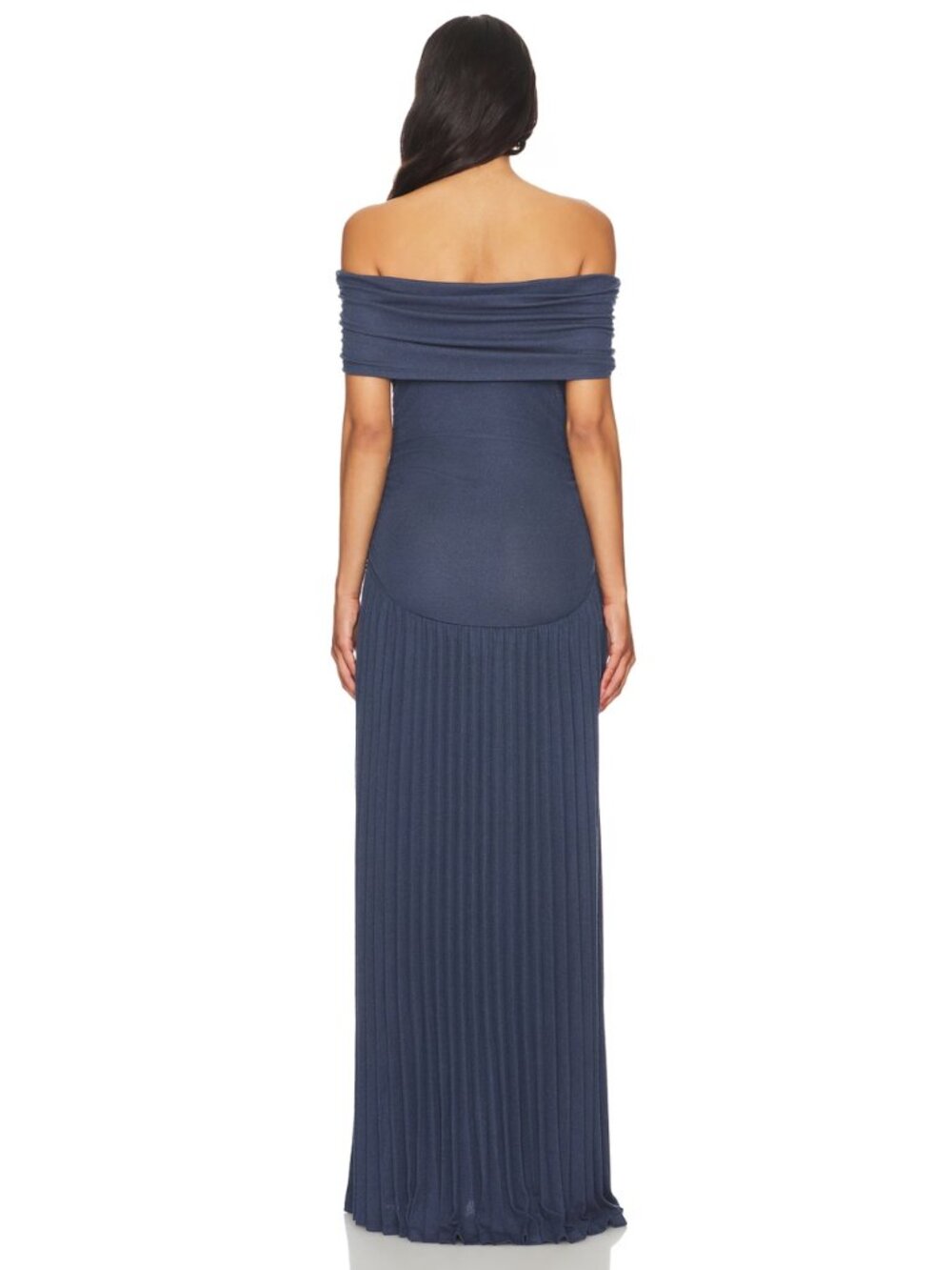 Lioness Navy Blue Off-Shoulder Pleated Maxi Dress - Picture 12 of 15